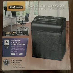 Fellows 4 sheet paper shredder brand new in box